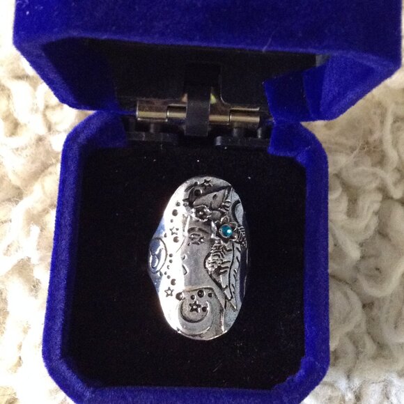 VTG Cameo Ring, Sterling Silver, Art Deco, Size: 6.26 Hippie Chic, Boho, Zodiac - Picture 2 of 4